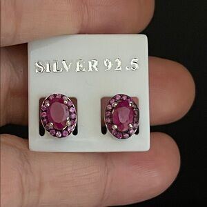 NWT Natural Ruby Gemstone in 925 Sterling Silver Stud Earrings